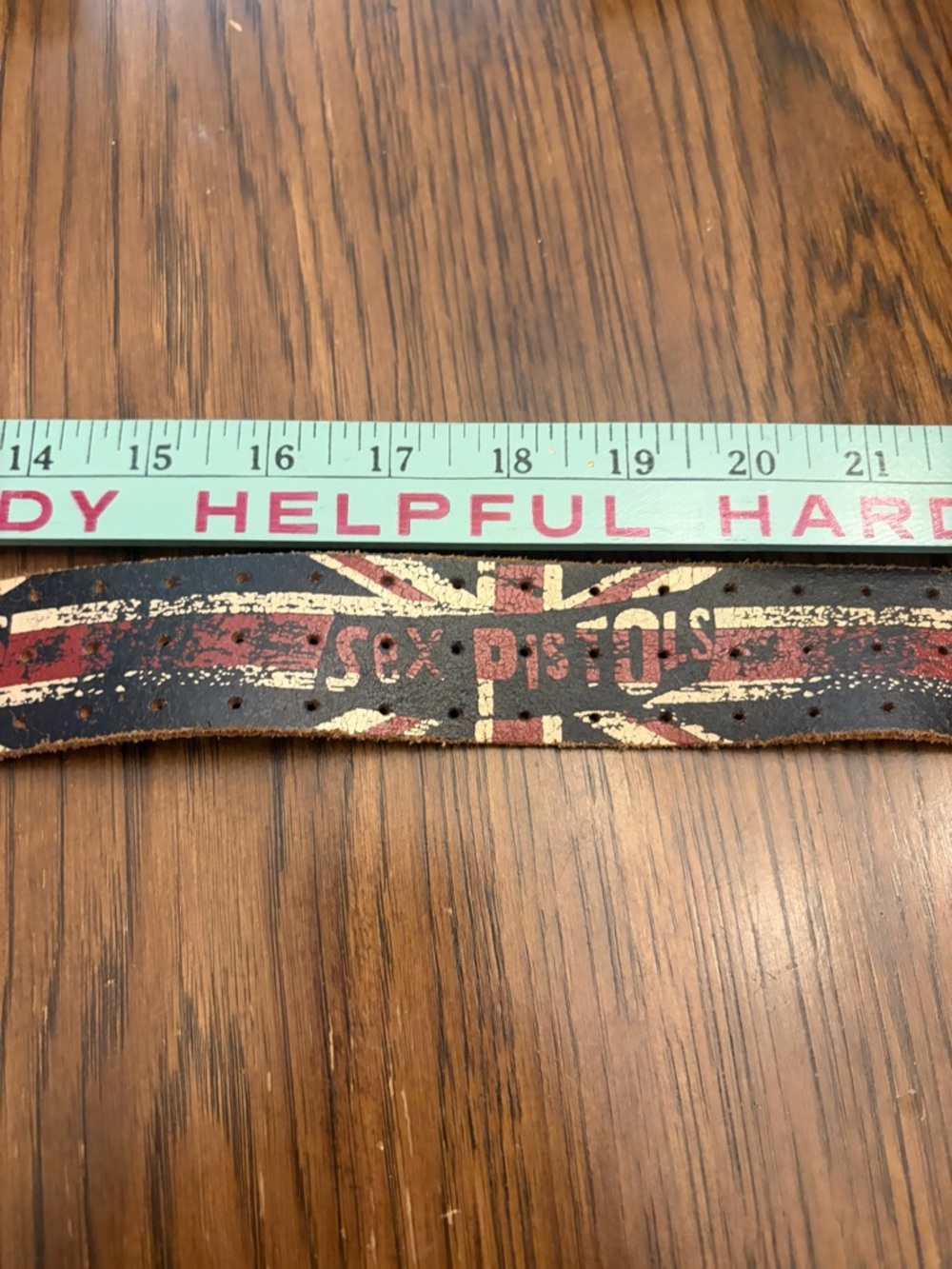 Sex Pistols Bravado distressed men’s  Leather Belt with Distressed Union Jack. L - Picture 2 of 10